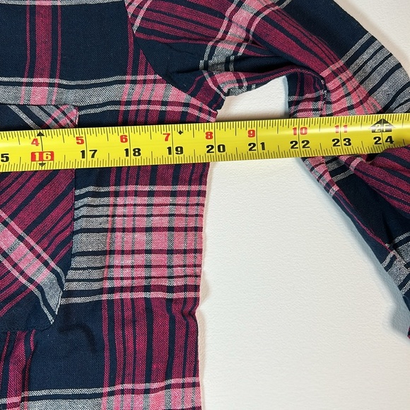 Sanctuary Linen Blend Plaid Button Up Top - Small Petite - Picture 6 of 8